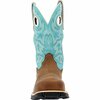 Rocky Rosemary Womens Waterproof Composite Toe Western Boot, BROWN TURQUOISE, M, Size 7.5 RKW0412